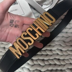 MOSCHINO Black Leather Belt Sz L/XL